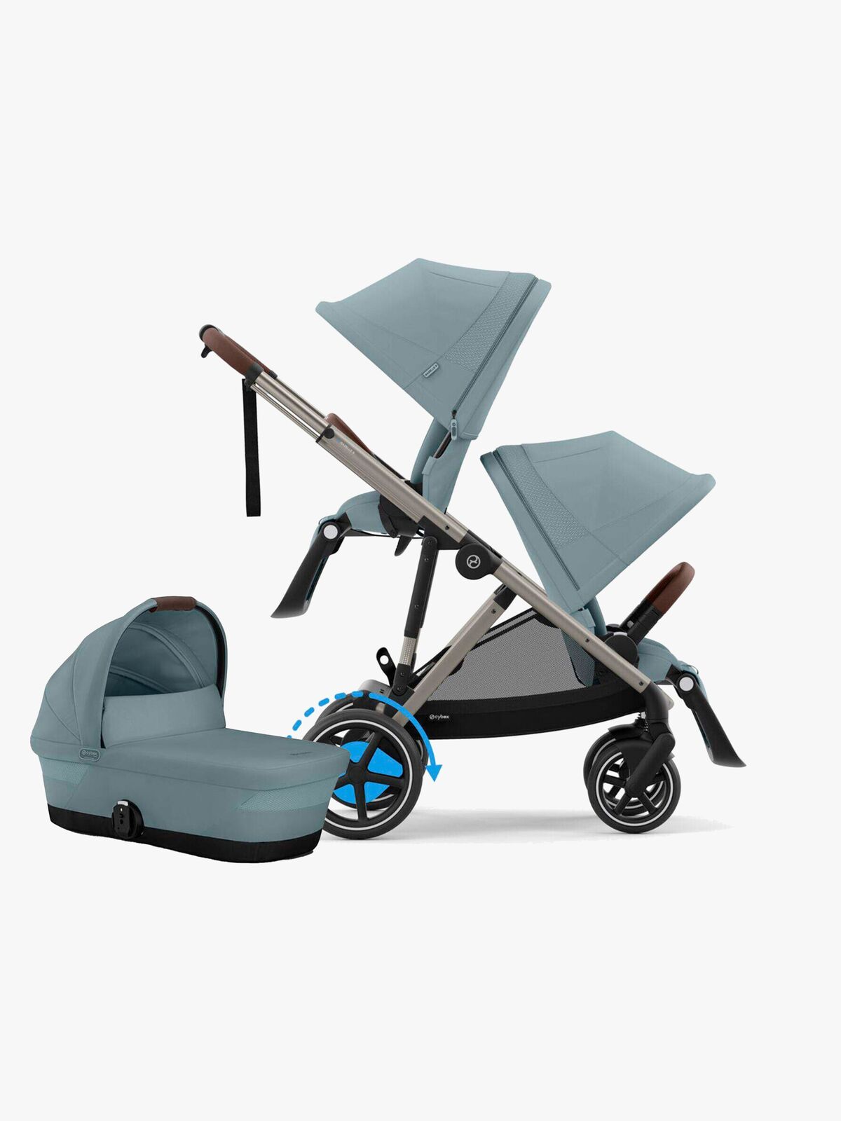 Cybex e-Gazelle S Søskenvogn inkl. Liggedel, Stormy Blue/Taupe