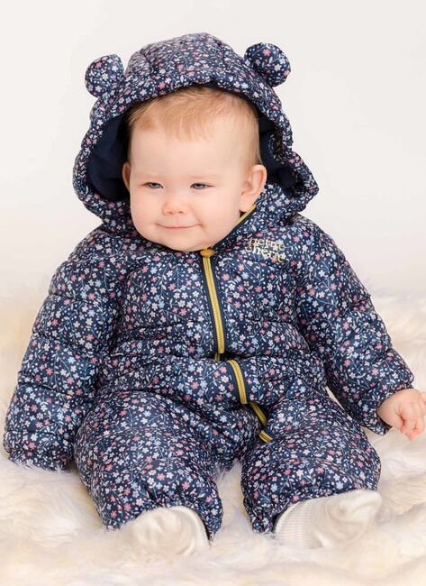 Petite Chérie Atelier Elise Vinterdress Baby, Navy Flower