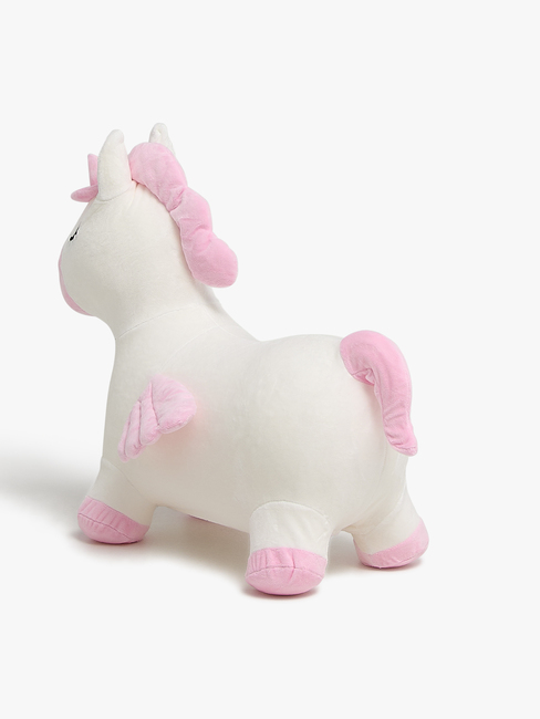 Cloudberry Castle Hoppedyr Enhjørning med Plysjtrekk, Hvit