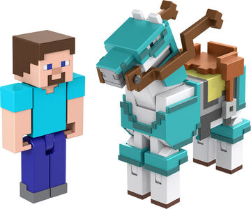Minecraft Armored Horse and Steve Figursett