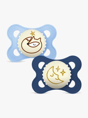 MAM Orginal Night Smokker Silikon 2-Pakk 0-6m, Blå