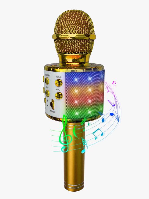 PartyFunLights Karaokemikrofon Bluetooth, Gullfarget