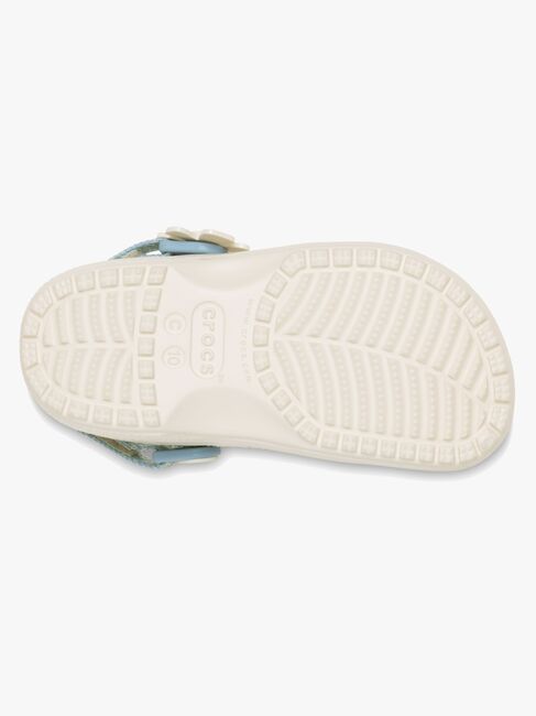 Crocs Classic Denim Flower Kids Tøfler, Summit White