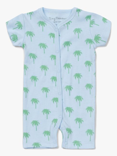 Tiny Treasure Summer Jumpsuit 2-Pack, Blue/Palm