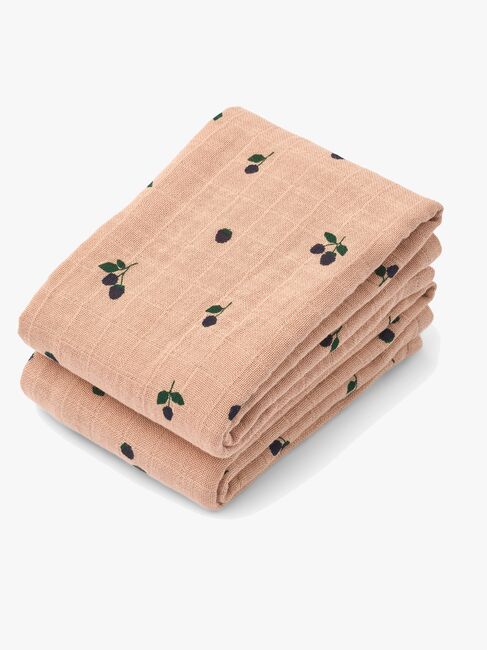 LIEWOOD Lewis Musselinteppe 2-Pakk, Mini Berry/Pale Tuscany