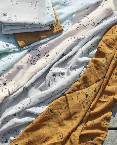 Done By Deer Swaddler Sea Friends 120x120 2-pack, Blue