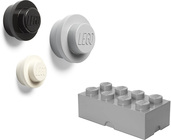 LEGO Oppbevaring med Knagg 3-pack Grå/Svart/Hvit