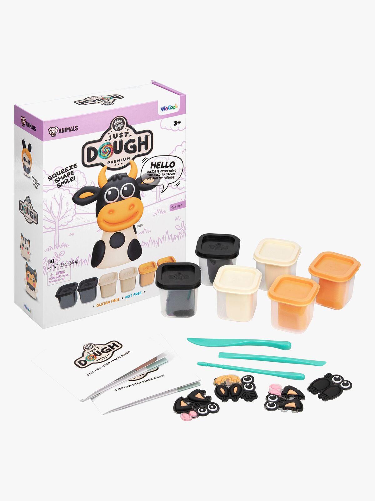 Just Dough Lufttørkende Leire Ku 57 g, 6-Pakk