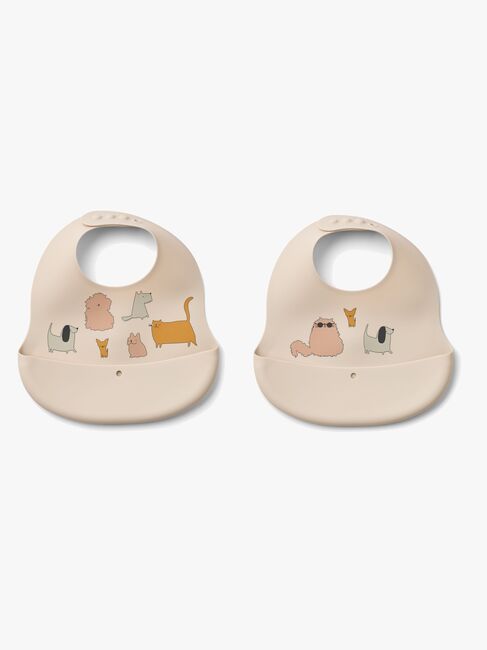 LIEWOOD Ember Mønstret Smekke 2-Pakk, Cats & Dogs/Sandy