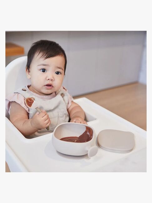 b.box Skål med Lokk Silikon, Latte