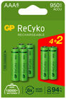 GP Batterier Recyko 4+2 AAA Ladbare Batterier