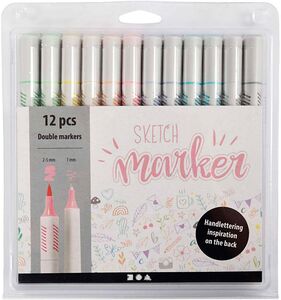 Creativ Company Sketch Marker Tusjer Pastellfarger, 12-pack