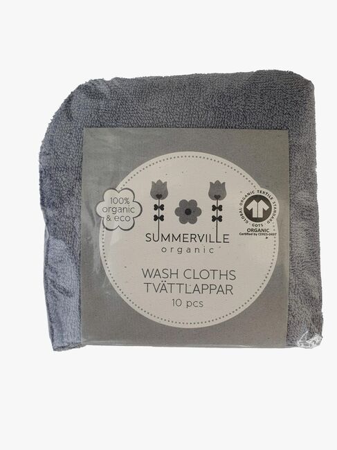 Summerville Organic Vaskekluter 10-Pakk, Grå
