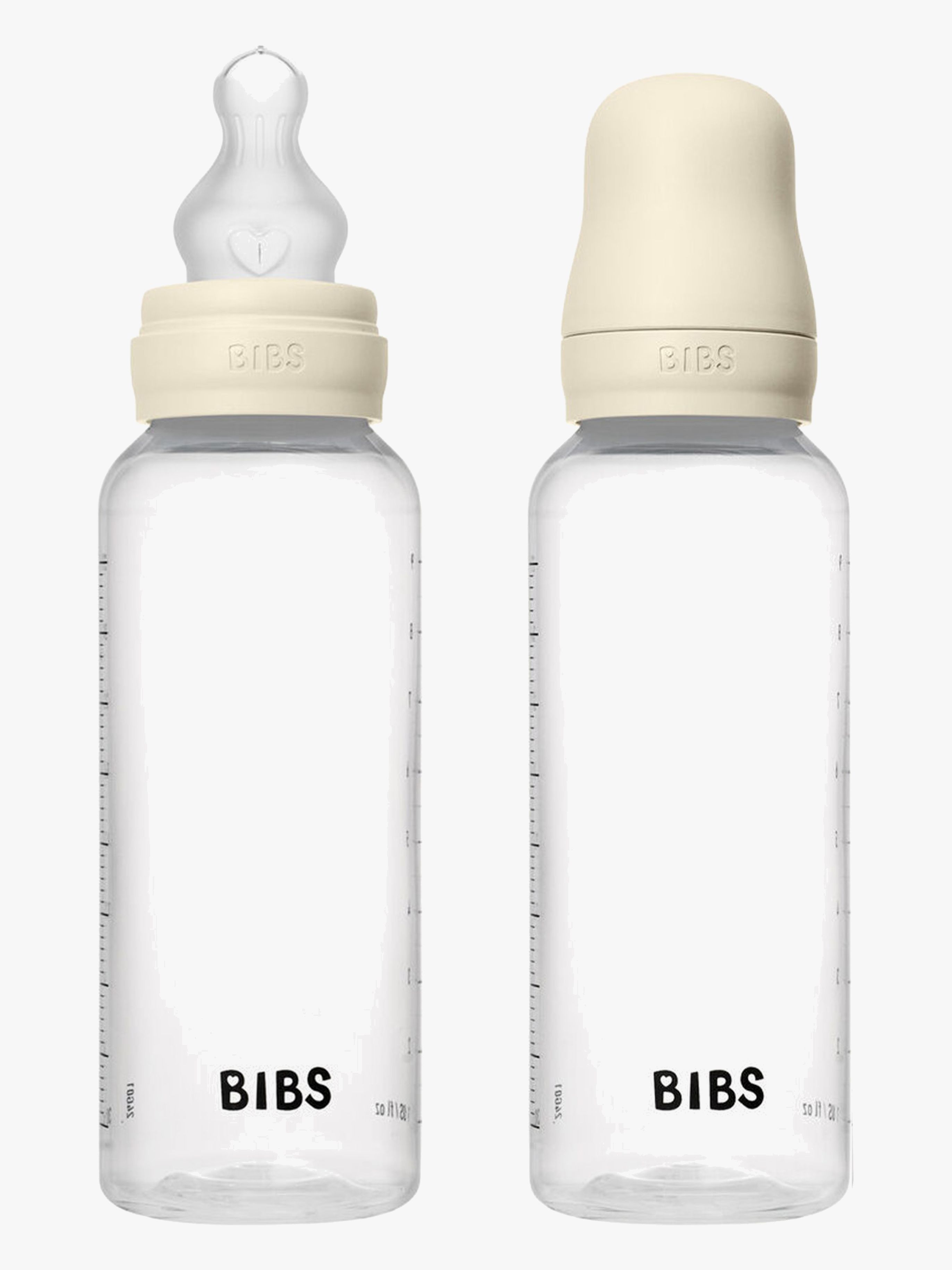 BIBS Medium Flow Tåteflaske Silicone 2-pack 270 ml, Ivory - Tåteflasker & Tilbehør - Silikon