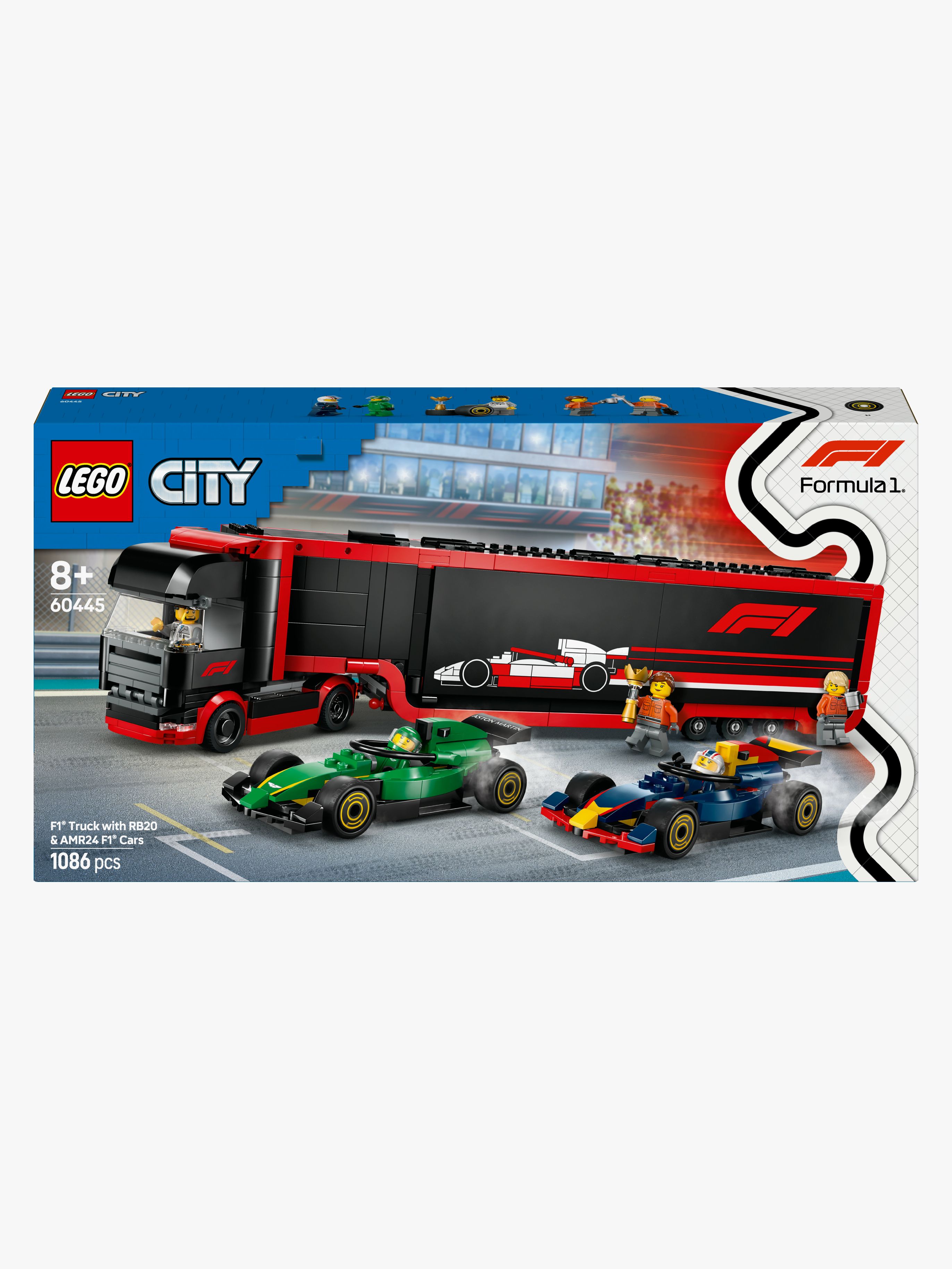 LEGO City 60445 F1-trailer med F1 RB20 og AMR24 - Byggesett - Plast
