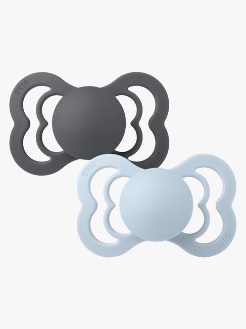 BIBS Supreme Smokk 2-pack Silikon Str 1, Iron/Baby Blue