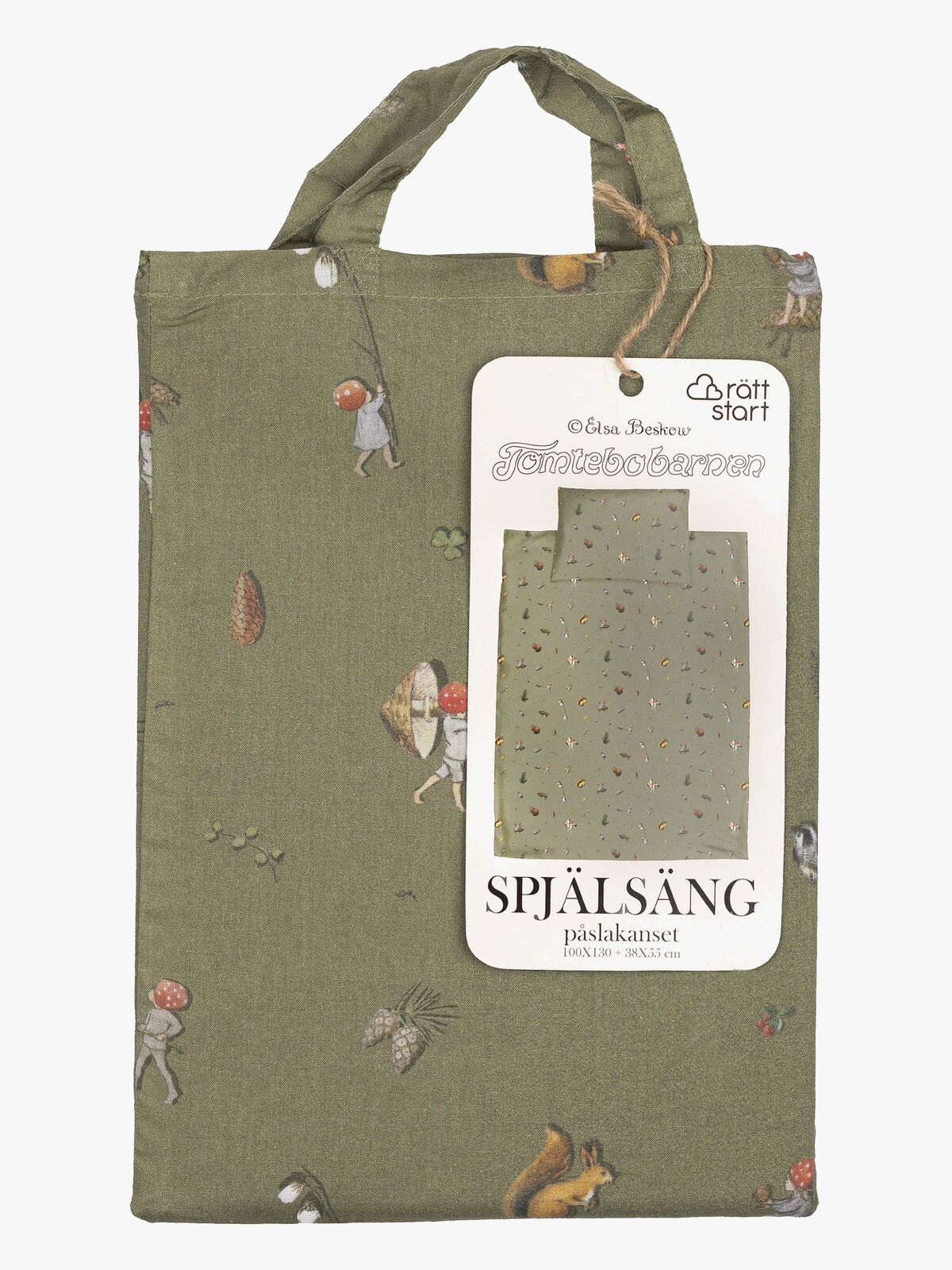 Beskow Tomtebobarnen Sengesett 100x130, Grønn