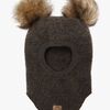 Mikk-Line Balaklava Merinoull med Dusker, Dark Brown Melange