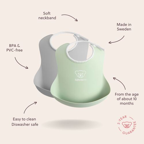 BabyBjörn Smekke 2-pack, Grå/Lysegrønn