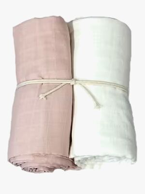 Mini Dreams Musselinteppe 2-pack, Hvit/Rosa
