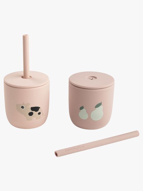 Done By Deer Tiny Farm Sugerørkopp Silikon 2-Pakk, Powder