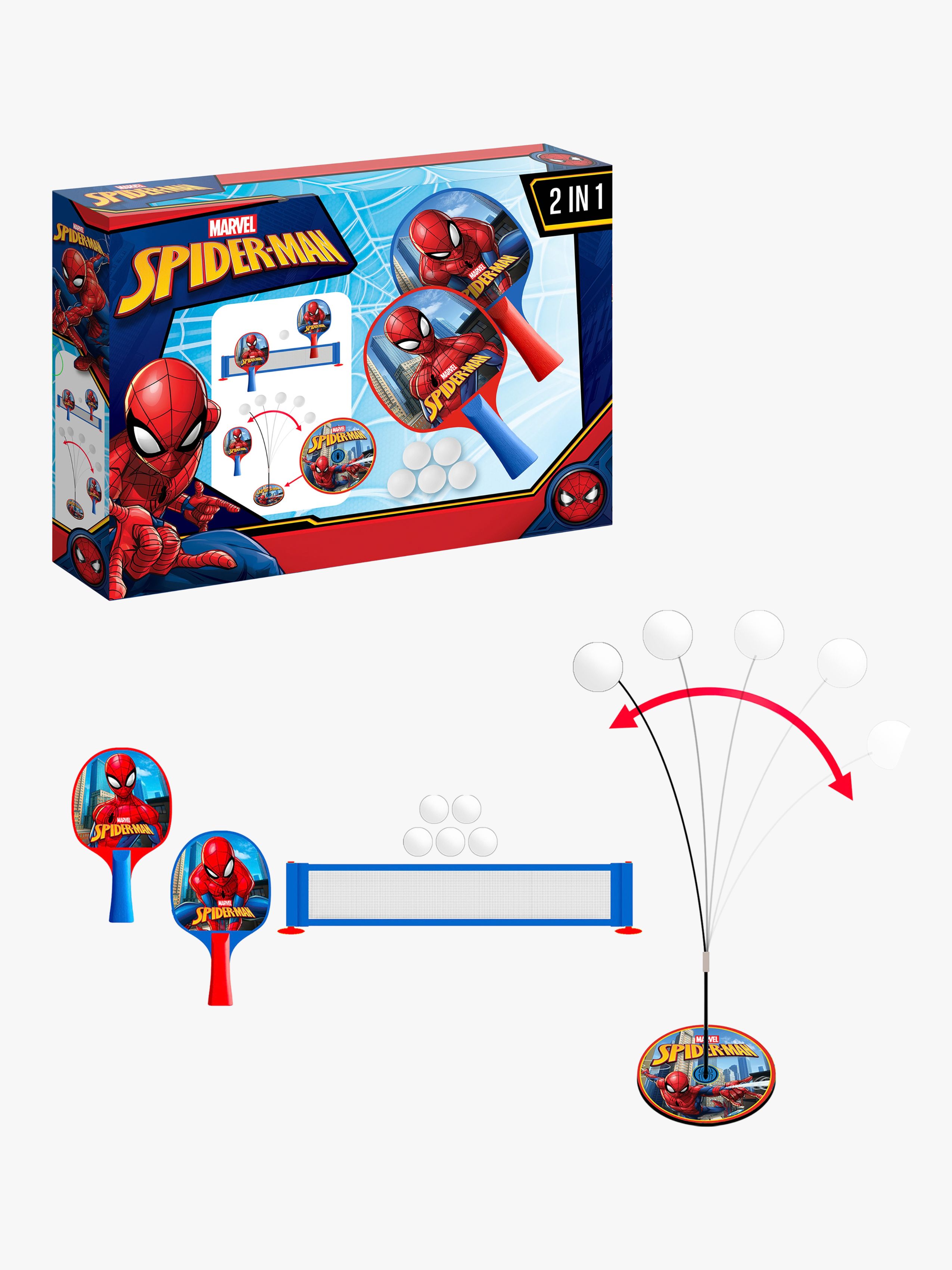 Marvel Spider-Man 2-i-1 Bordtennissett - Bordtennis - Plast