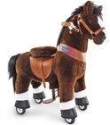PonyCycle Ride-On Hest Med Brems Mørkebrun/Hvit