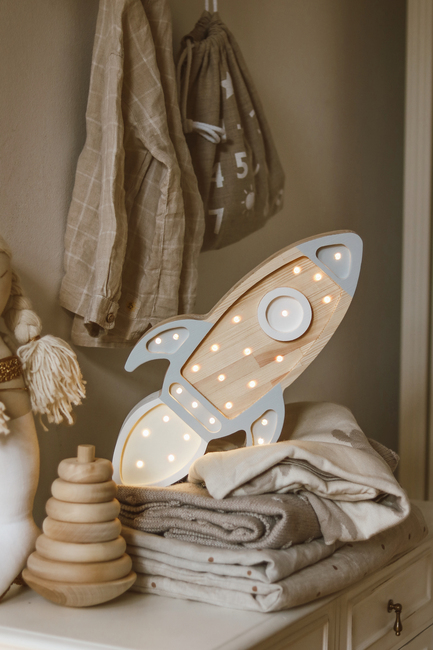 Little Lights Lampe Romrakett, Grey Wood