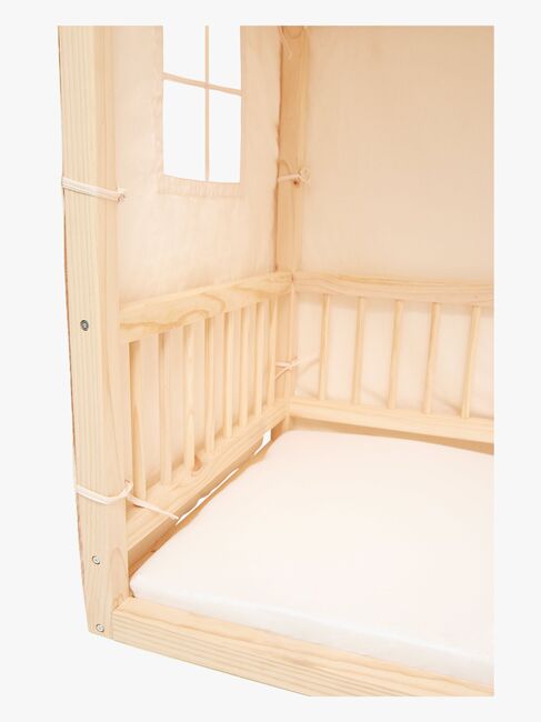 Minitude Nordic Mason Husseng 70x160 & BabyMatex Softi Plus Madrass + Sengehimmel, Natur