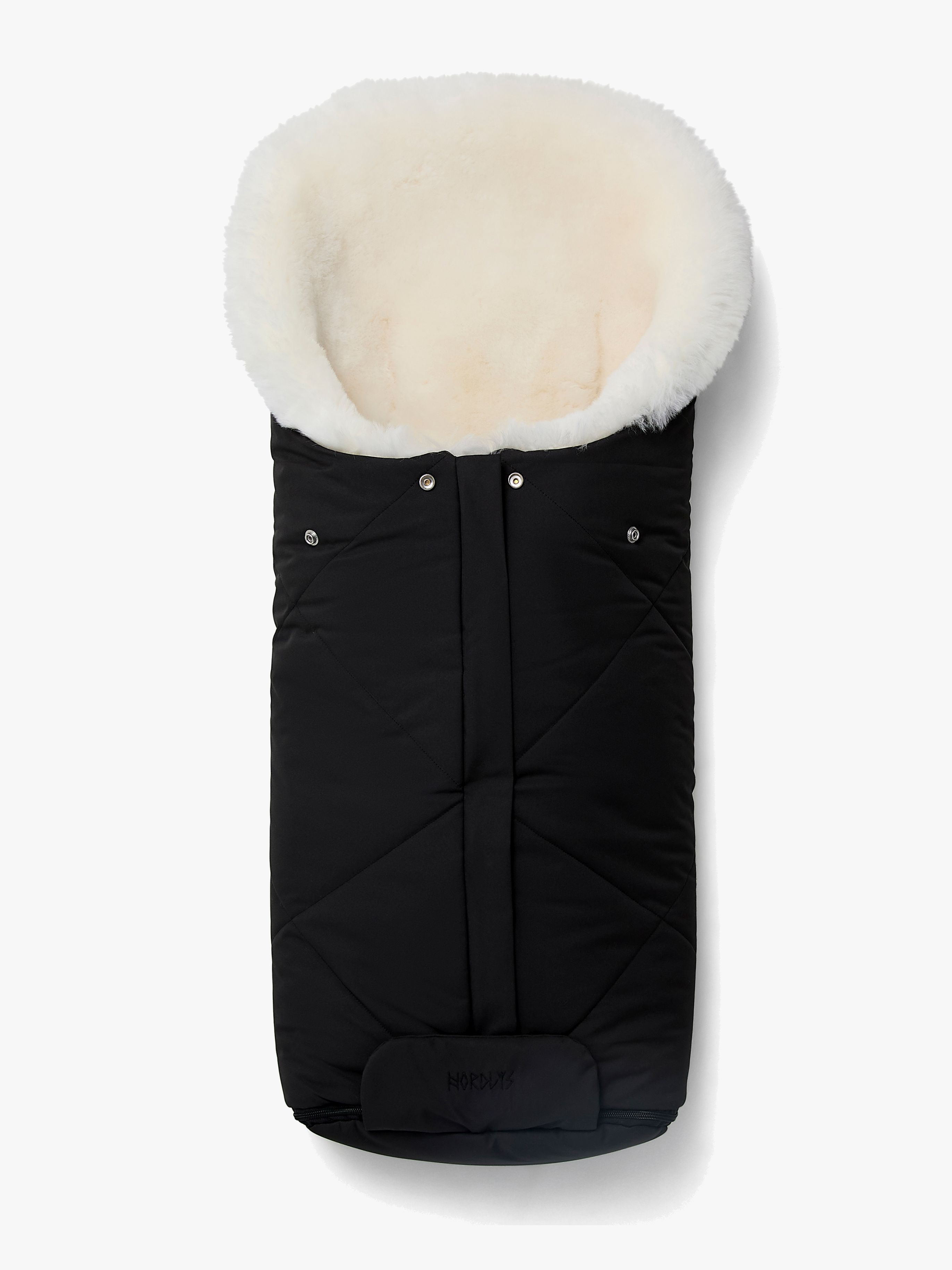 Nordlys Thyra Lammeskinnvognpose, Svart/Hvit - Vintervognposer - 100% Polyester