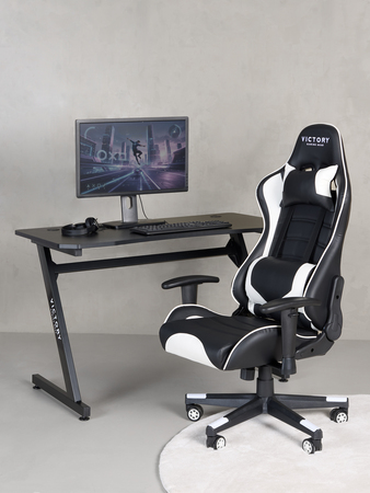 Victory Future Gamingstol inkl. Bord, Svart/Hvit