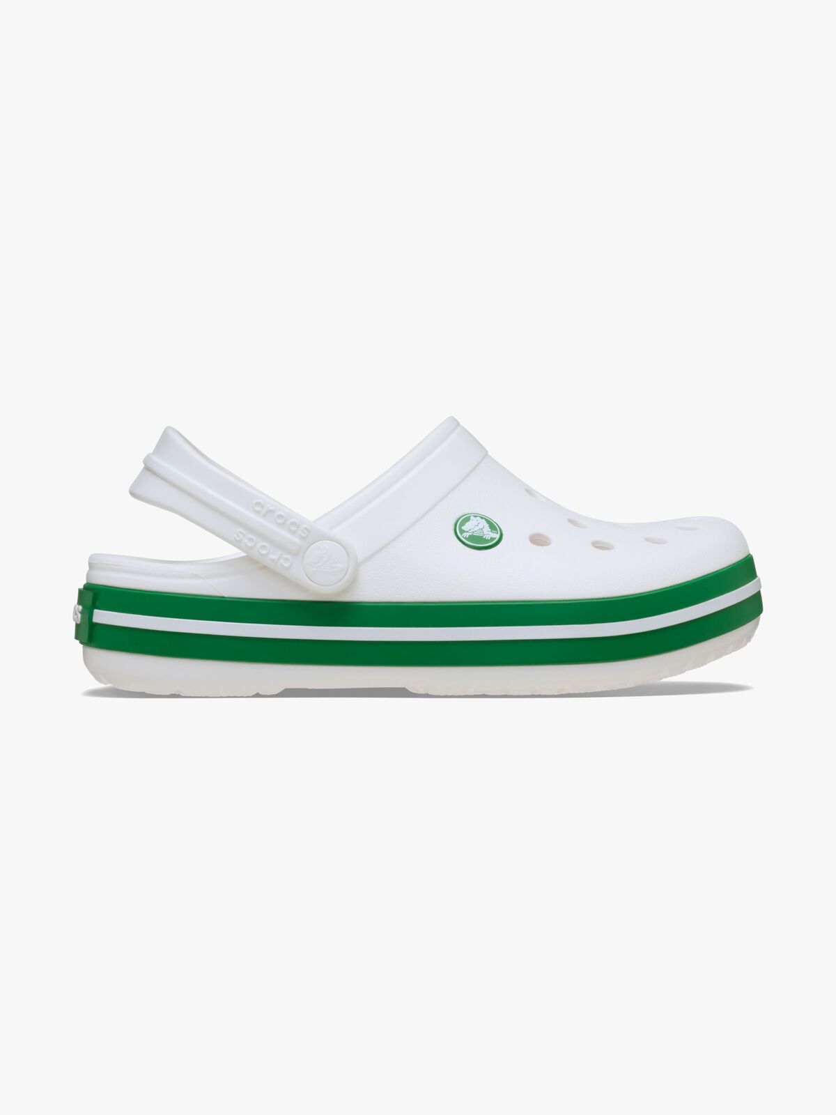 Crocs Crocband Kids Sandaler, White/Green Ivy
