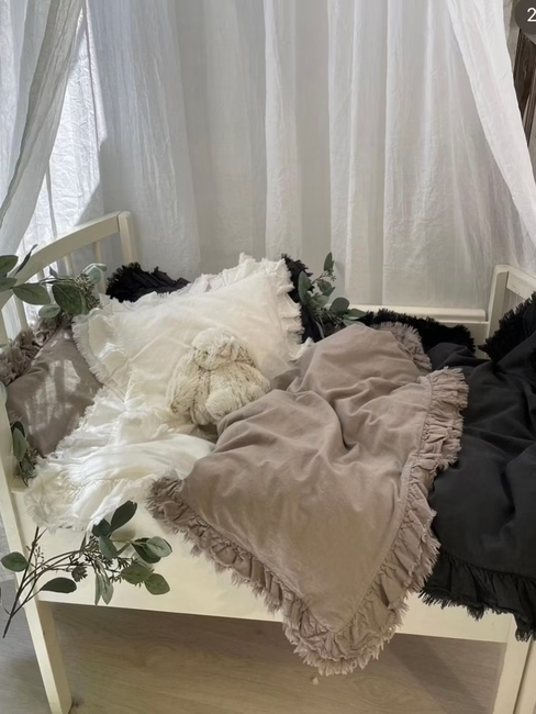 Mini Dreams Sengesett Vintage Volang Sprinkelseng, Khaki