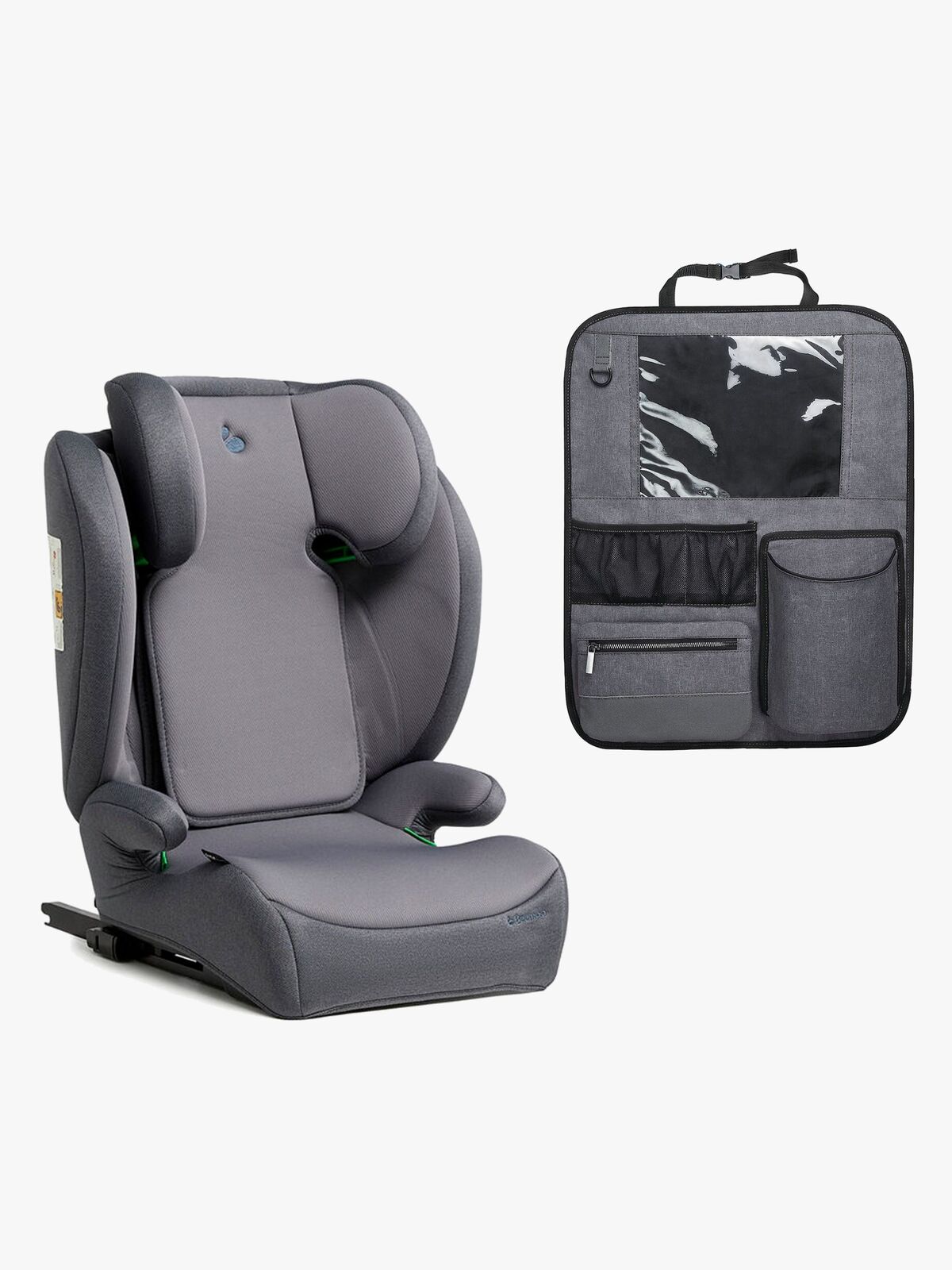 Beemoo Ride i-Size Beltestol ISOFIX inkl. Beemoo Deluxe Sparketrekk med Oppbevaring, Mineral Grey