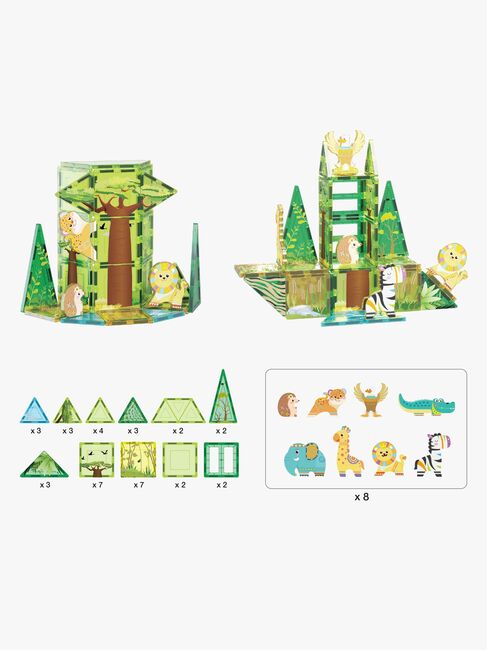 PicassoTiles Byggesett Safari med 8 Dyr 46 Deler