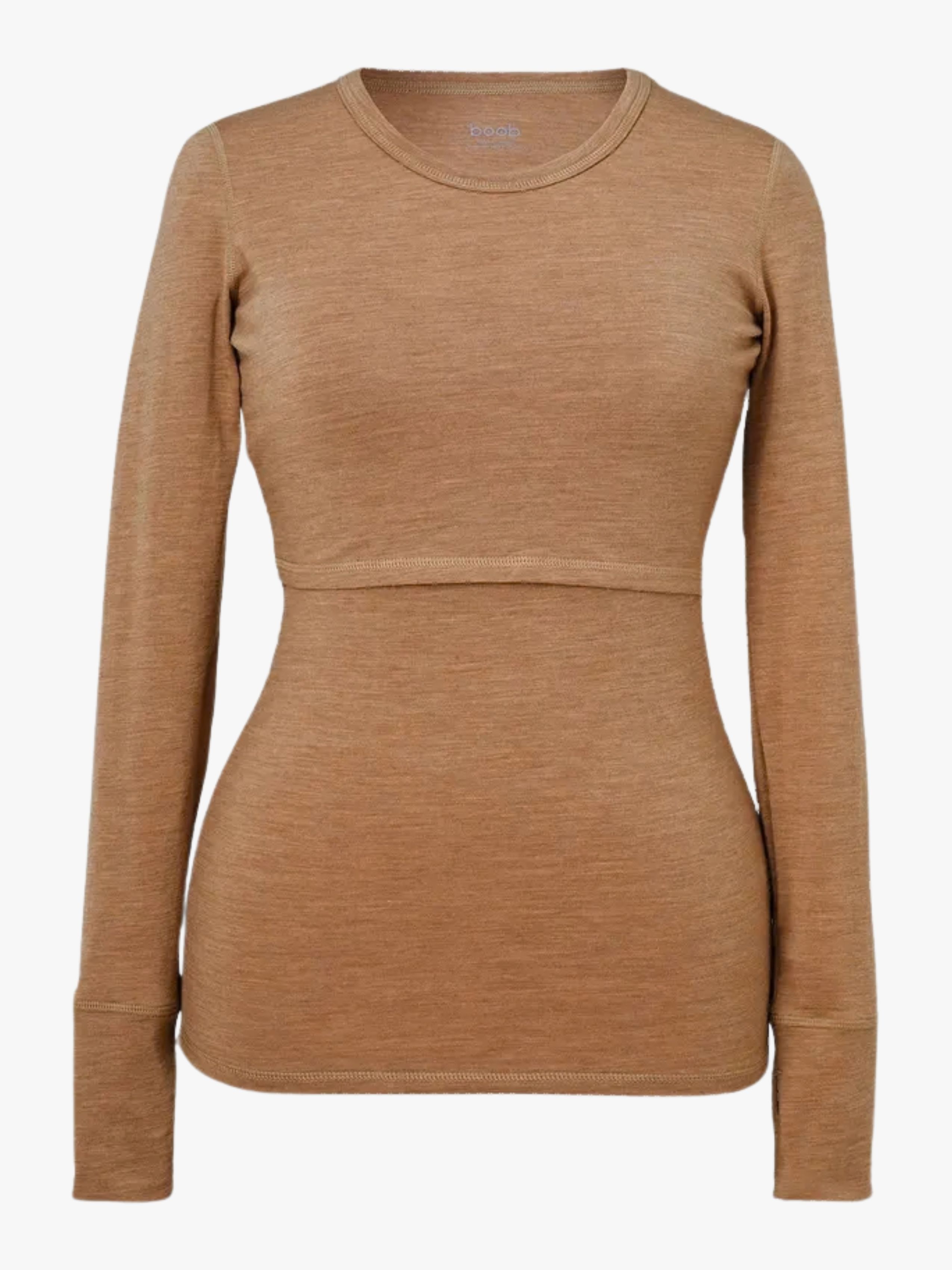 Boob Merinoull Ammetopp, Brown Melange, M - Ammeklær - Merinoull