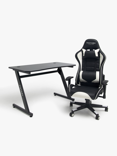 Victory Future Gamingstol inkl. Bord, Svart/Hvit