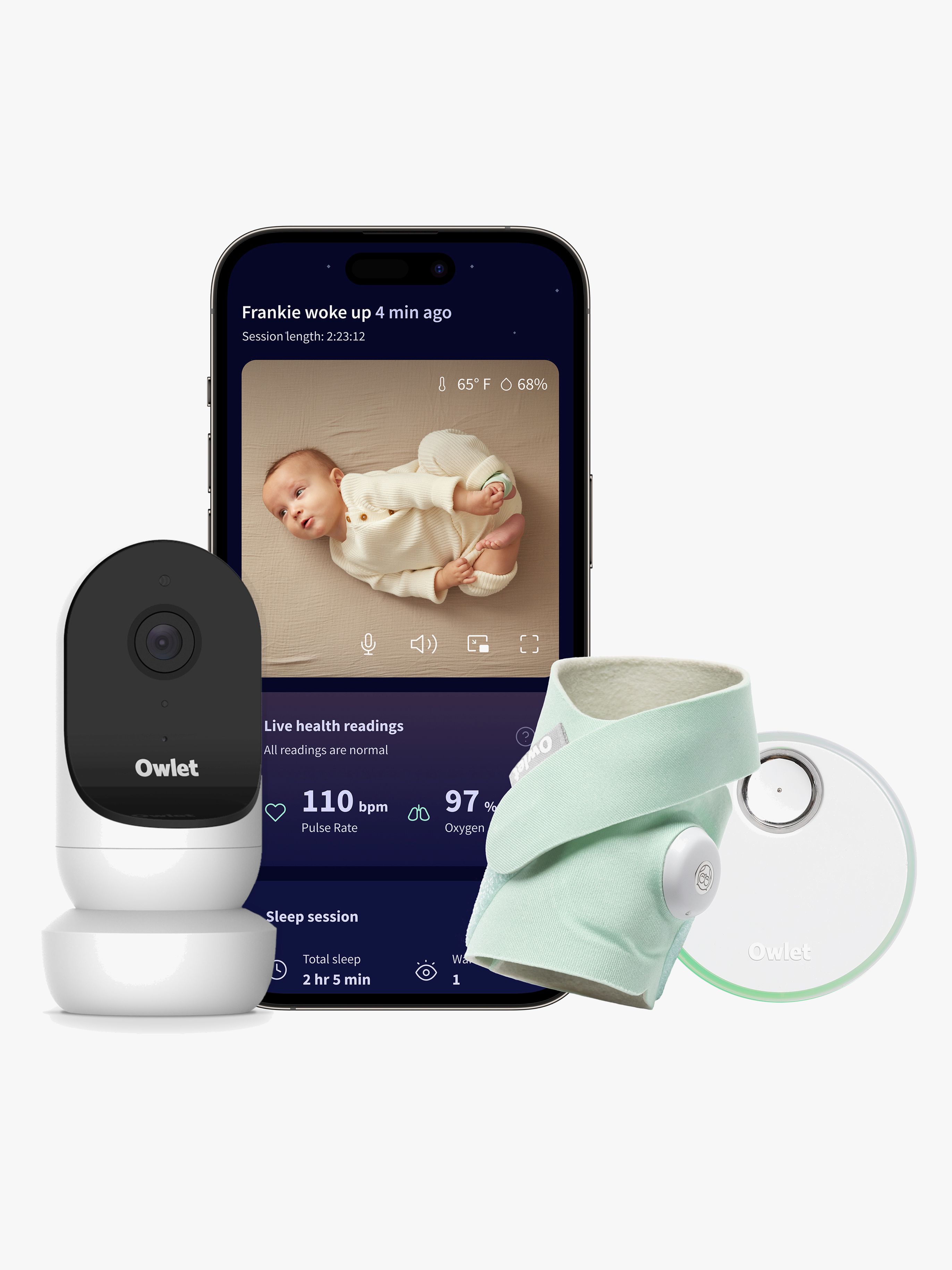 Owlet Dream Sock Babycall inkl. Owlet Cam 2, Mint - Babycalls