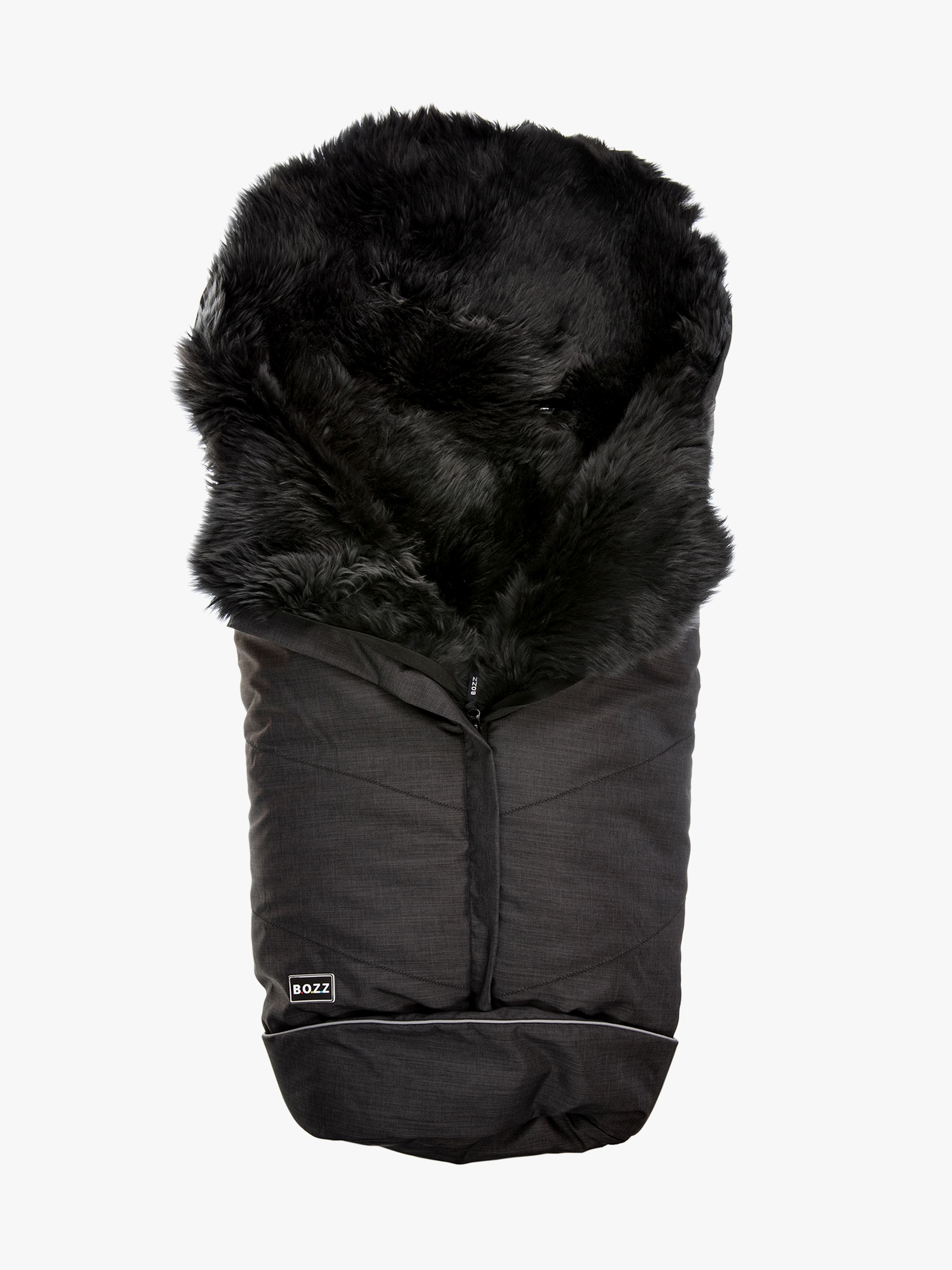 Bozz Lammeskinnspose Langhåret, Black Melange/Grey - Lammeskinnsposer - Nylon