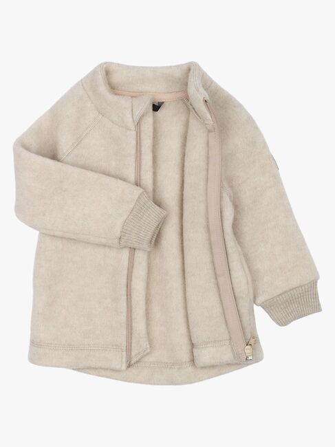 Mikk-Line Fleecejakke Merinoull, Melange Offwhite