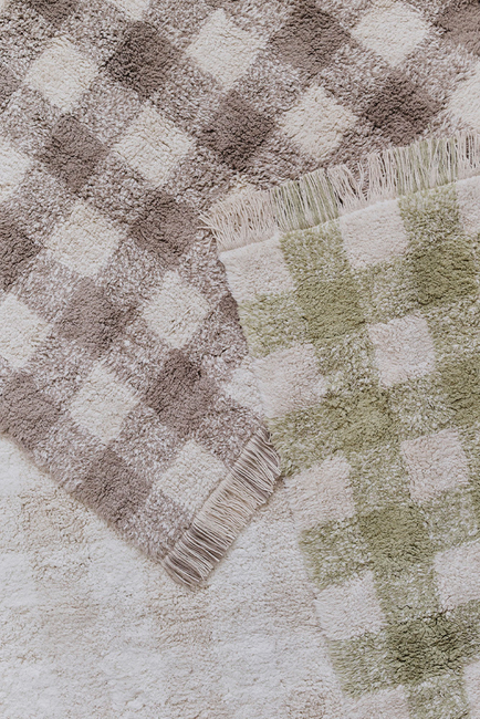 Lorena Canals Vaskbar Vichy Gulvteppe 150x180 cm, Matcha