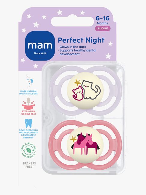 MAM Perfect Night Smokk Silikon 2-Pakk 6-16m, Rosa