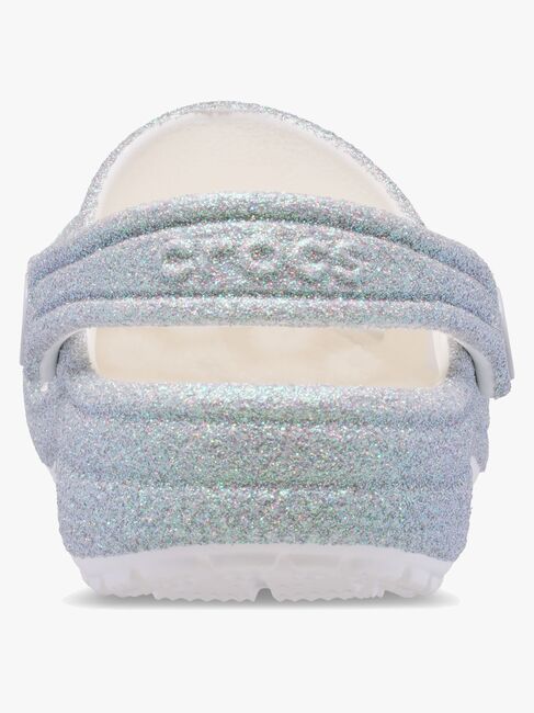 Crocs Classic Iridescent Glitter Kids Sandaler, Hvit