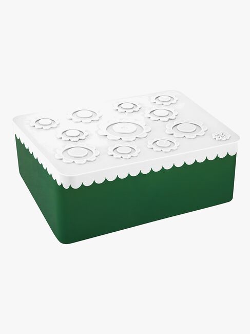 Blafre Matboks med Tre Lommer Blomst, Hvit/Mørkegrønn