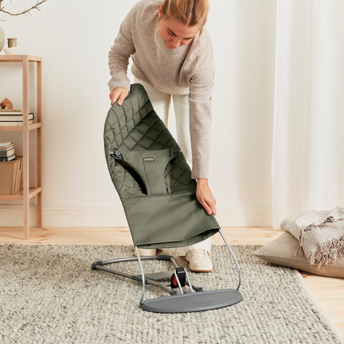 BabyBjörn Bliss Vippestol Vevet Klassisk Quilt, Mørkegrønn