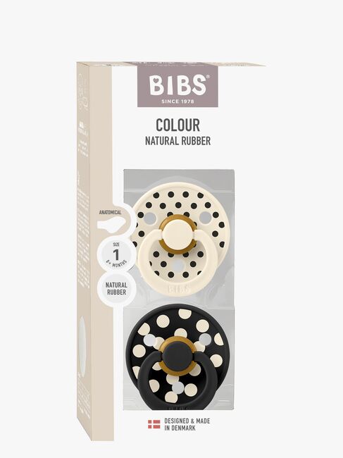 BIBS Studio Colour Polka Smokk 2-Pakk Latex Str 1 Anatomisk, Ivory/Black