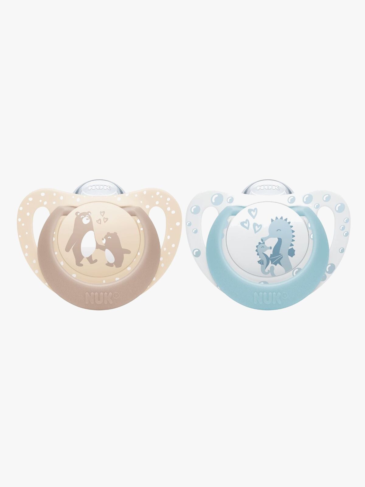 NUK First Choice Classic Smokk 2-Pakk Str 1, Bear/Seahorse