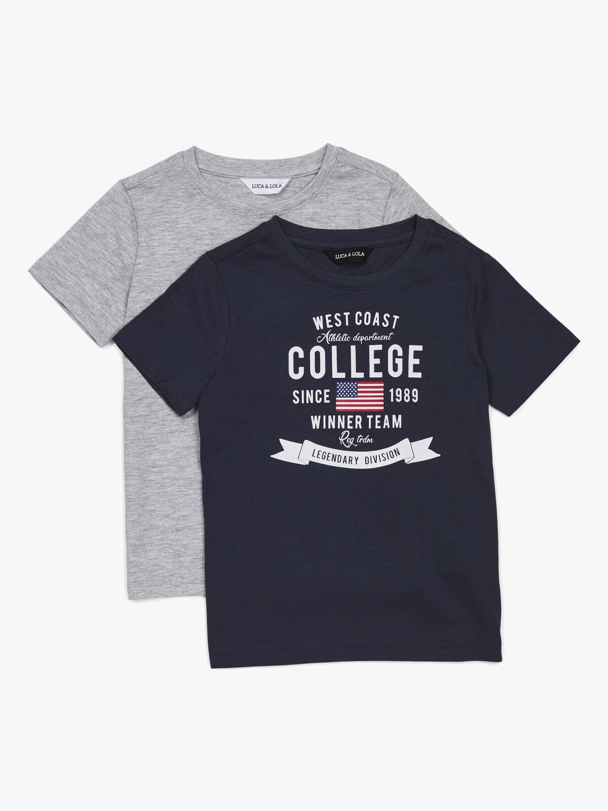 Luca & Lola Tore T-Skjorte 2-pack, Navy/Grey Melange