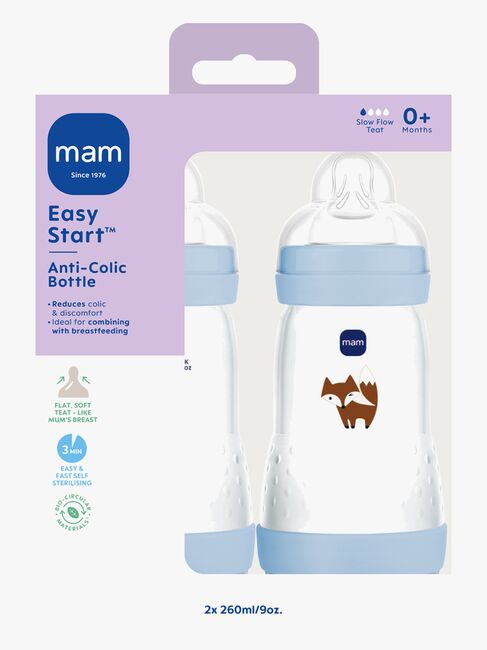 MAM Easy Start Tåteflaske Anti-kolikk 260 ml 2-Pakk, Blå
