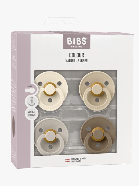 BIBS Colour Smokk 4-Pakk Lateks Str 1, Ivory/Sand/Vanilla/Dark Oak